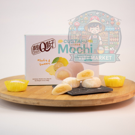 Q BRAND Custard mochi s príchuťou citrón 168g
