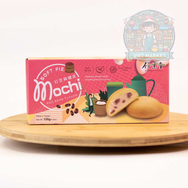 BAMBOO House Mochi ryžový koláčik SoftPie s príchuťou a kúskami červenej fazule 120g