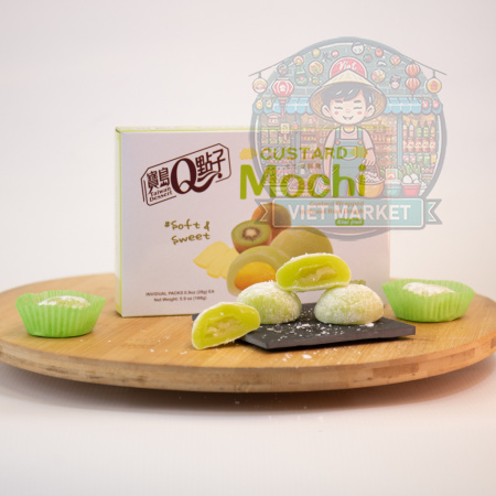 Q BRAND Custard mochi s príchuťou kiwi 168g