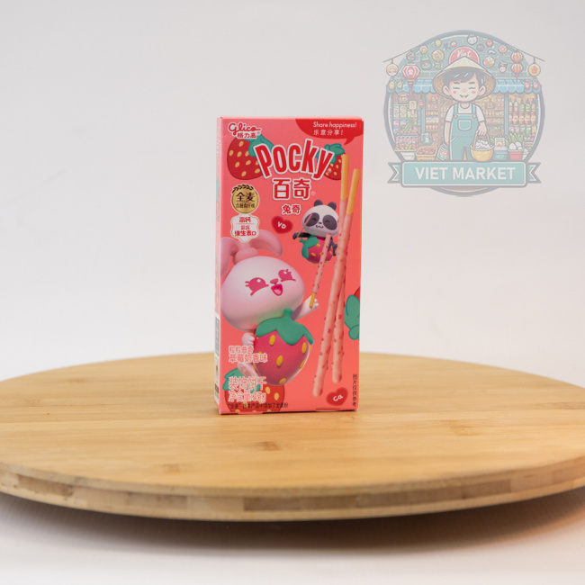 GLICO Pocky sušienkové tyčinky máčané v čokoláde s kúskami sušených jahôd a jahodovou príchuťou 35g