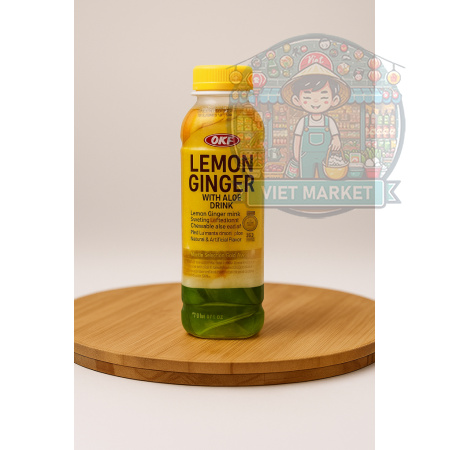 ALOE VERA KING Nealkoholický nesýtený nápoj s príchuťou citrónu a zázvoru a s kúskami kokosového krému 500ml