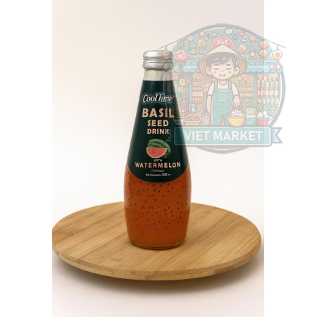 COOL TIME Nealkoholický nesýtený nápoj s bazalkovými semienkami s príchuťou vodný melón 290ml