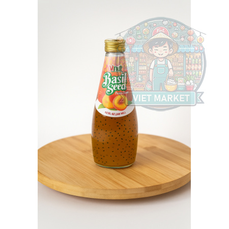 VINUT Nealkoholický nesýtený napoj z bazalkových semienok s príchuťou broskyňa 290ml