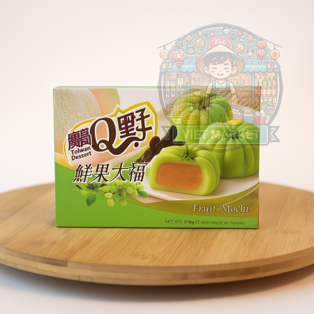 Q BRAND Mochi ryžové koláčiky s príchuťou s náplňou hami melón 210g