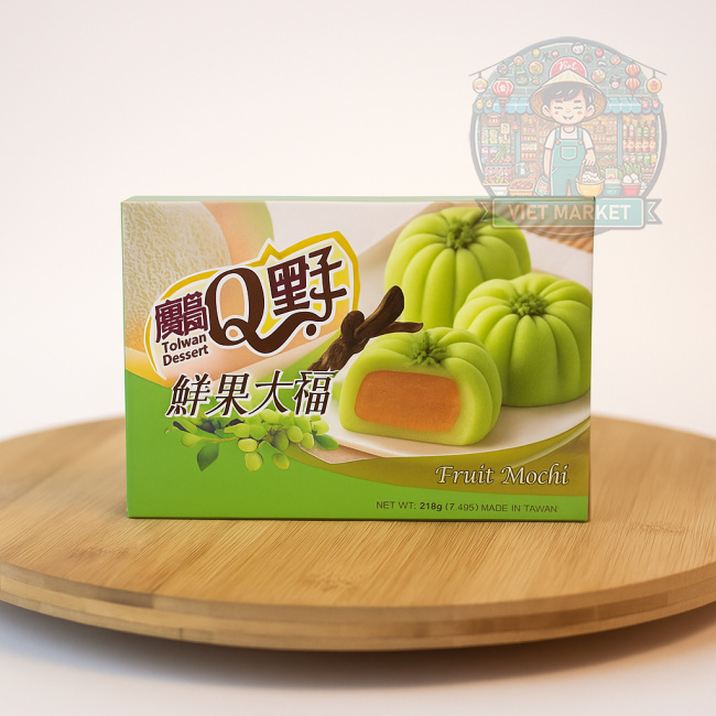 Q BRAND Mochi ryžové koláčiky s príchuťou s náplňou hami melón 210g