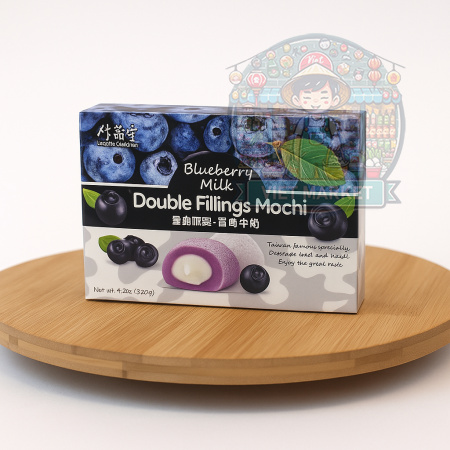 BAMBOO HOUSE Mochi ryžové koláčiky s dvojitou náplňou s príchuťou mlieka a čučoriedok 180g