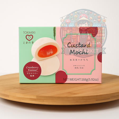 TOKIMEKI Custard mochi ryžové koláčiky s brusnicovou príchuťou 168g
