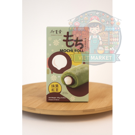 BAMBOO HOUSE Mochi ryžové rolky s príchuťou matcha s náplňou z červenej fazule 150g