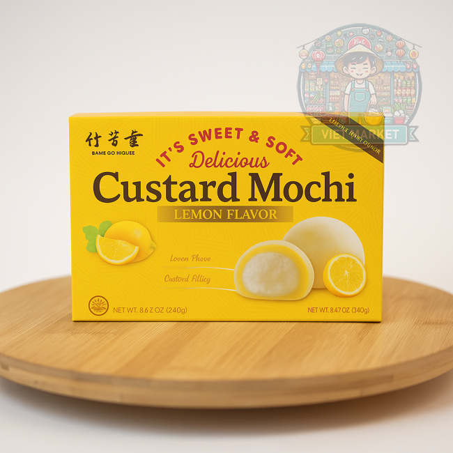 BAMBOO HOUSE Custard Mochi ryžové koláčiky s pudingovou náplňou s príchuťou citrónu 180g