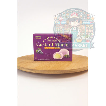 BAMBOO HOUSE Custard Mochi ryžové koláčiky s pudingovou náplňou s príchuťou červené hrozno 180g
