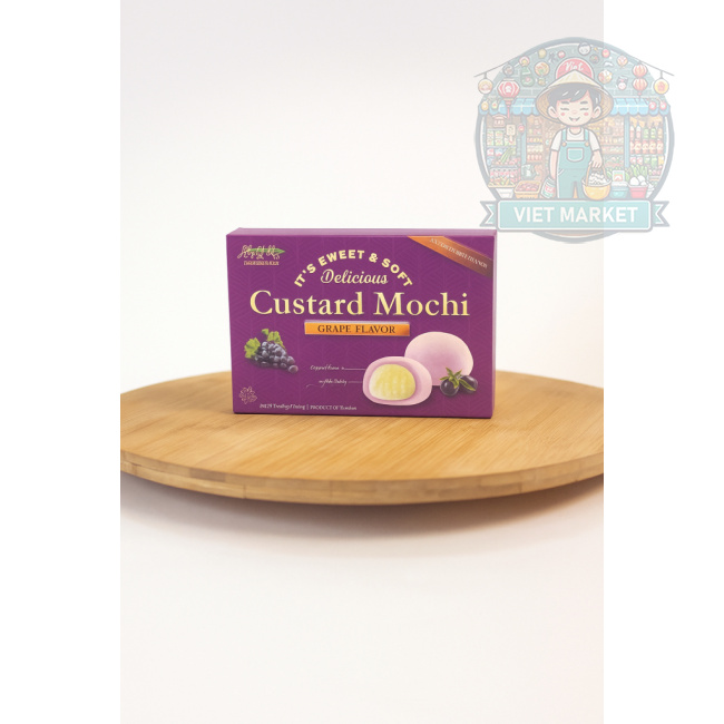 BAMBOO HOUSE Custard Mochi ryžové koláčiky s pudingovou náplňou s príchuťou červené hrozno 180g