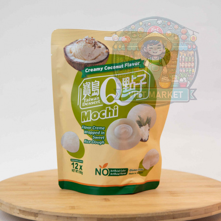 Q BRAND Mochi ryžové koláčiky s príchuťou krémového kokosu 180g