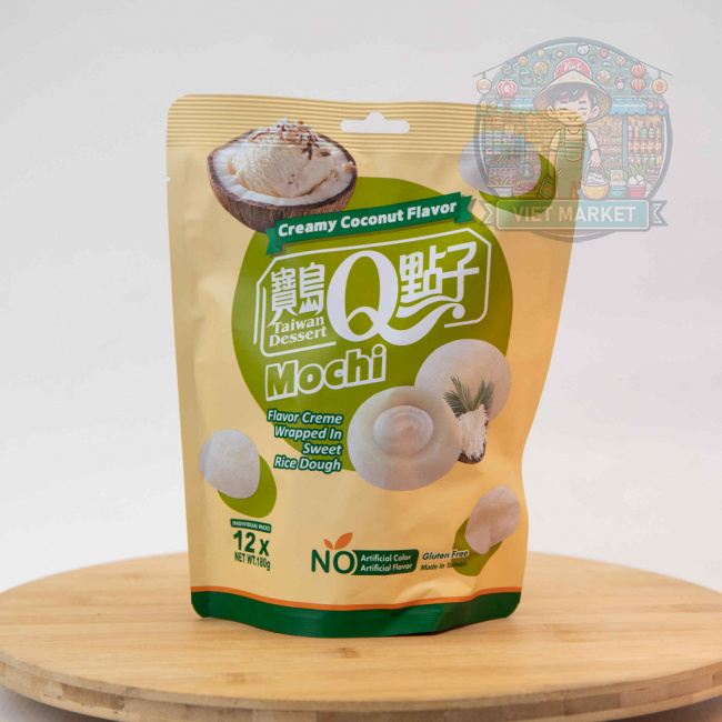 Q BRAND Mochi ryžové koláčiky s príchuťou krémového kokosu 180g