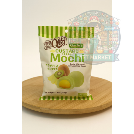 Q BRAND Custard mochi s príchuťou kiwi 110g