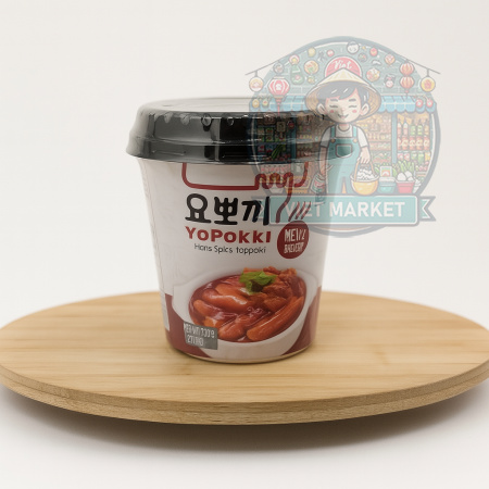 YOUNG PONG Instantné ryžové koláčiky Yopokki s omáčkou Halal pikantné v poháriku 120g