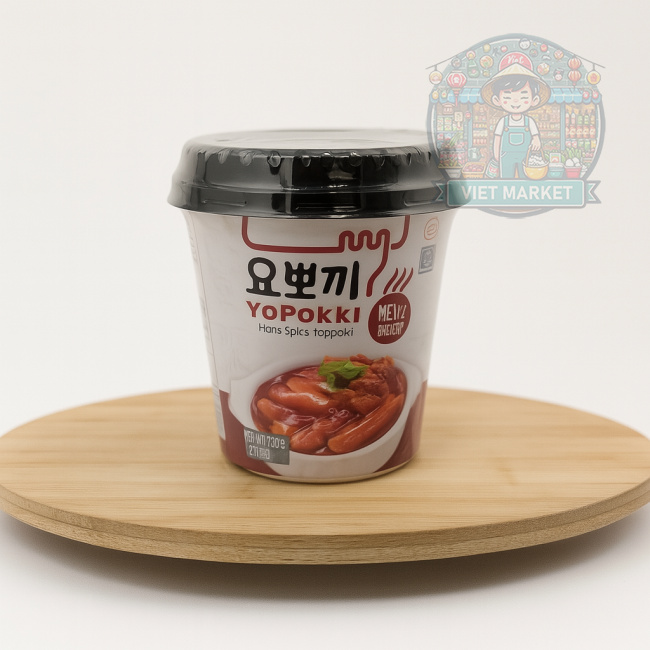 YOUNG PONG Instantné ryžové koláčiky Yopokki s omáčkou Halal pikantné v poháriku 120g