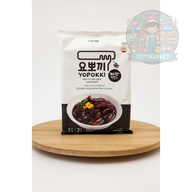 YOUNG PONG Instantné ryžové koláčiky Yopokki s príchuťou čiernej fazule 240g