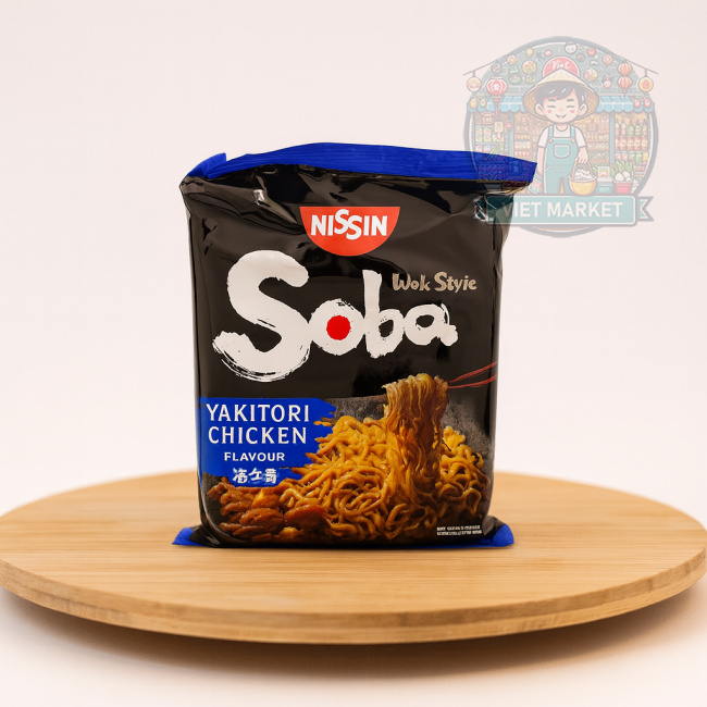 NISSIN SOBA Instantná zmes na prípravu polievky s príchuťou kuracou yakitori na štýl wok 110g