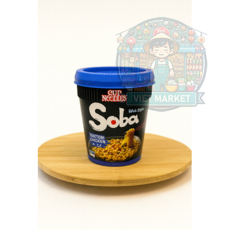 NISSIN SOBA Instantná zmes na prípravu polievky s príchuťou kuracou yakitori v poháriku 89g