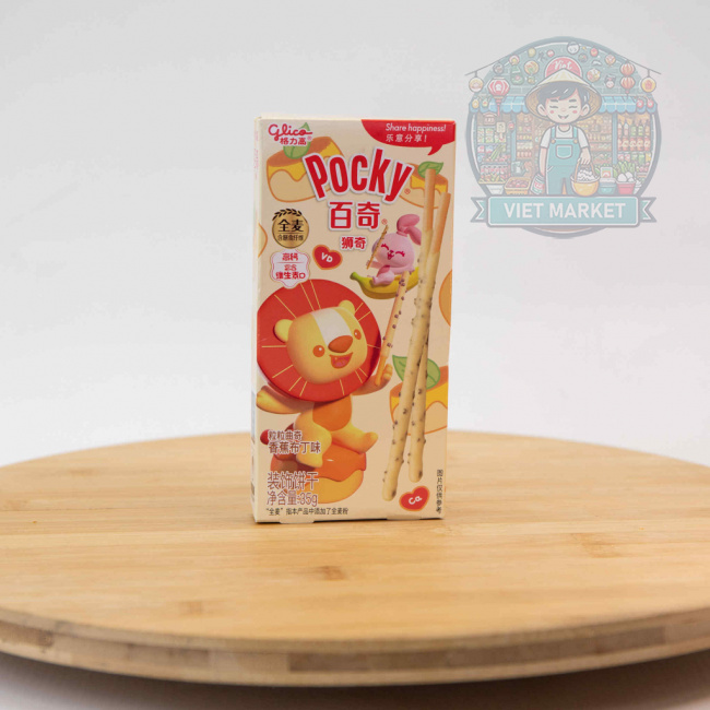 GLICO Pocky sušienkové tyčinky máčané v čokoláde s kúskami banánových sušienok a pudingovou príchuťou 35g