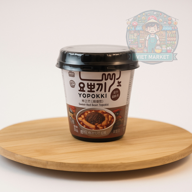 YOUNG PONG Instantné ryžové koláčiky Yopokki so sladkou červenou fazuľou v poháriku 120g