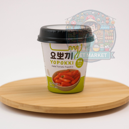 YOUNG PONG Instantné ryžové koláčiky Yopokki s paradajkovou príchuťou v poháriku 120g