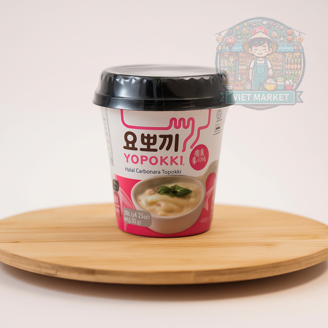 YOUNG PONG Instantné ryžové koláčiky Yopokki s carbonara príchuťou v poháriku 120g