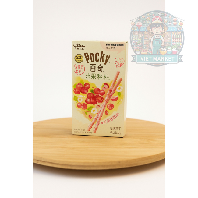 GLICO Pocky sušienkové tyčinky máčané v čokoláde s brusnicovou príchuťou 45g