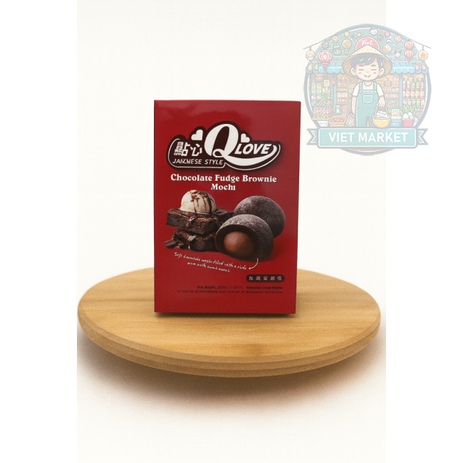 Q LOVE Mochi ryžové koláčiky s príchuťou čokoládového brownie 180g