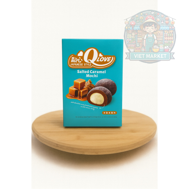 Q LOVE Mochi ryžové koláčiky s príchuťou slaný karamel 180g