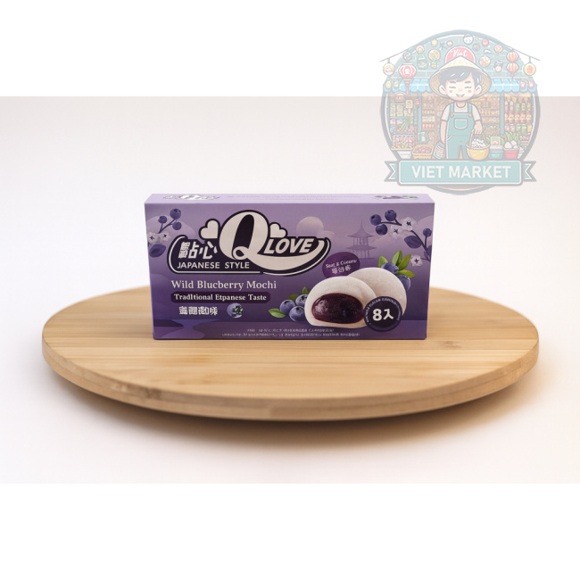 Q LOVE Mochi ryžové koláčiky s príchuťou čučoriedky 80g