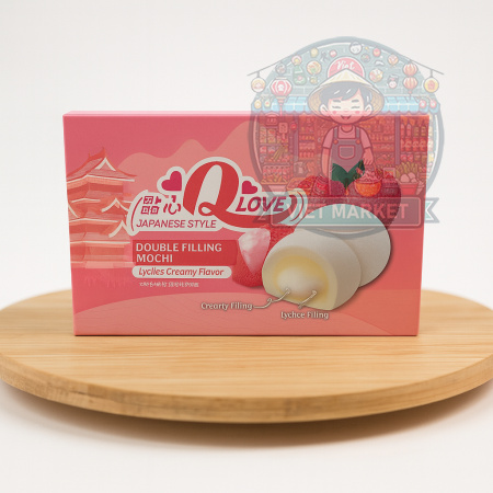 Q LOVE Mochi ryžové koláčiky s príchuťou mliečneho krému a liči 180g