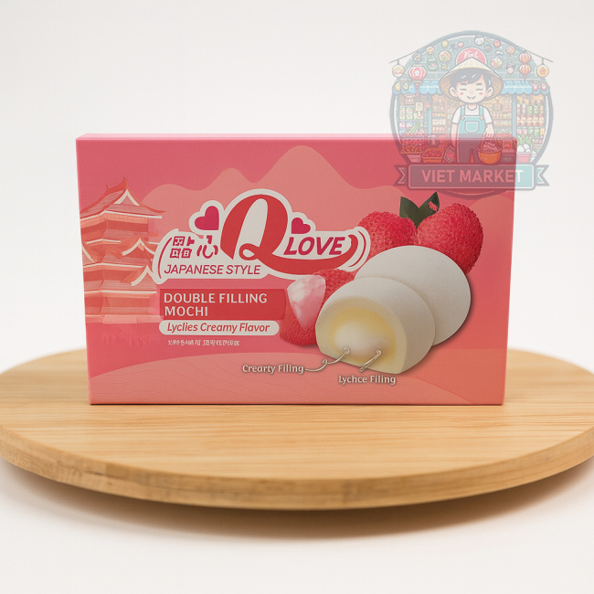 Q LOVE Mochi ryžové koláčiky s príchuťou mliečneho krému a liči 180g