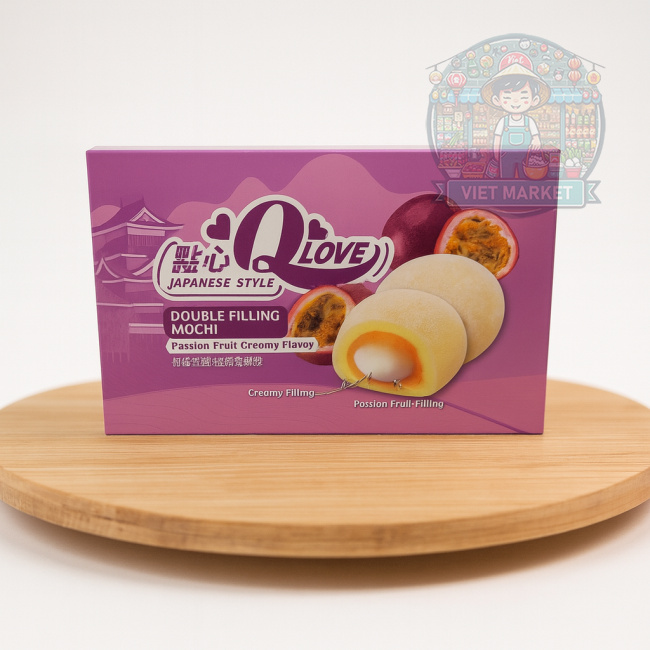 Q LOVE Mochi ryžové koláčiky s príchuťou mliečneho krému a marakuje 180g