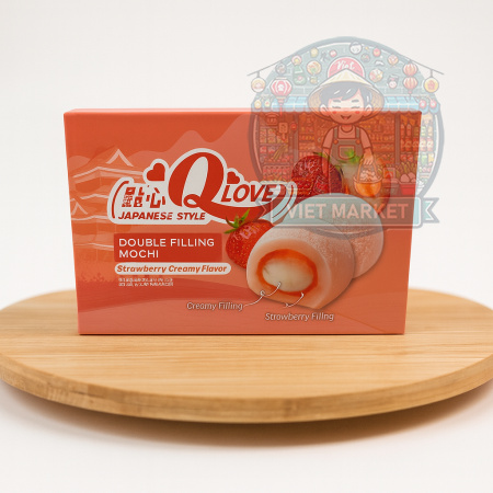 Q LOVE Mochi ryžové koláčiky s príchuťou mliečneho krému a jahody 180g