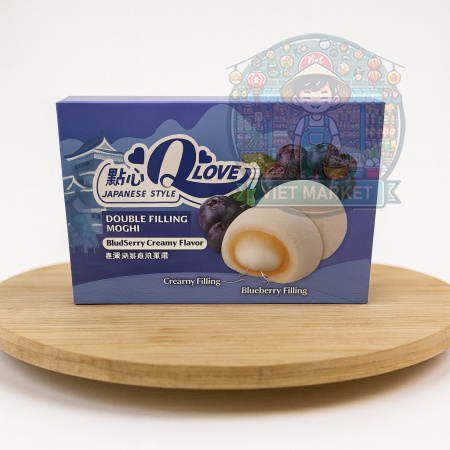 Q LOVE Mochi ryžové koláčiky s príchuťou mliečneho krému a čučoriedky 180g
