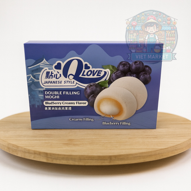 Q LOVE Mochi ryžové koláčiky s príchuťou mliečneho krému a čučoriedky 180g