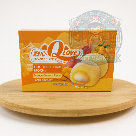 Q LOVE Mochi ryžové koláčiky s príchuťou mliečneho krému a manga 180g