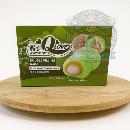 Q LOVE Mochi ryžové koláčiky s príchuťou mliečneho krému a hami melónu 180g