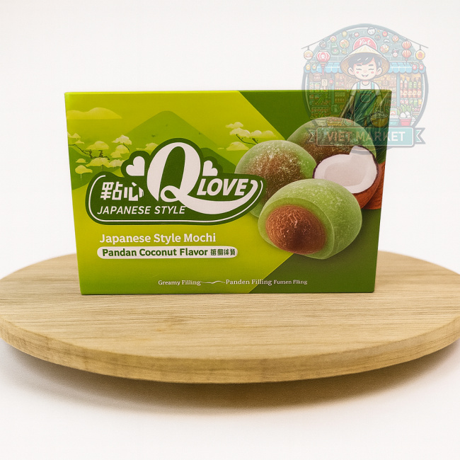Q LOVE Mochi ryžové koláčiky s príchuťou kokosu a pandanu 180g