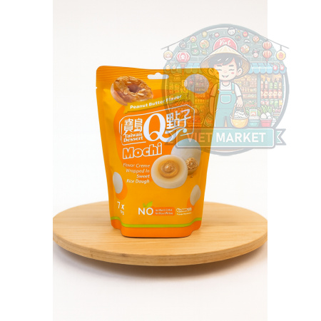 Q BRAND Mochi ryžové koláčiky s príchuťou arašidového masla 180g