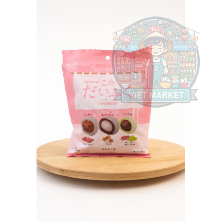 YUKI & LOVE Mochi ryžové koláčiky s príchuťou matcha s náplňou z červenej fazule, s príchuťou taro, s príchuťou červená fazuľa 225g