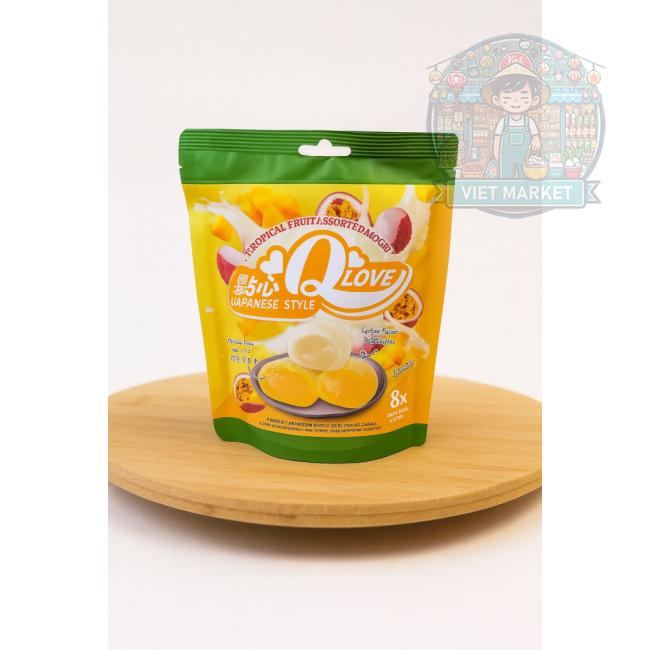 Q LOVE Mochi ryžové koláčiky s príchuťou marakuja, mango a liči 120g