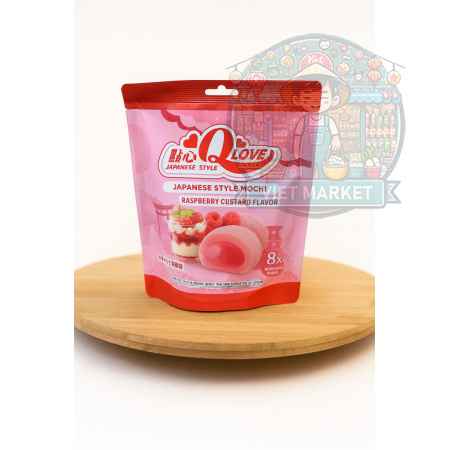 Q LOVE Mochi ryžové koláčiky s príchuťou pudingu a malín 120g