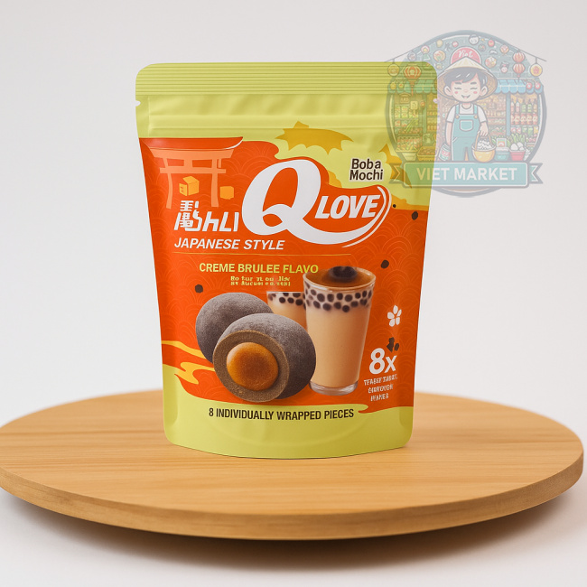 Q LOVE Mochi ryžové koláčiky s príchuťou crème brûlée 120g