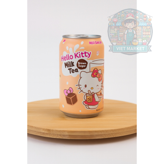 RED SAKURA HELLO KITTY Nealkoholický mliečny čaj s príchuťou hnedý cukor 310ml