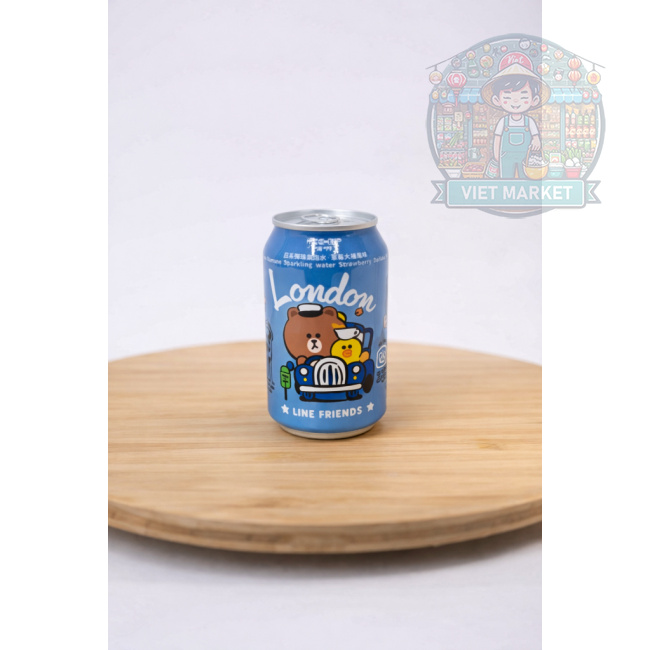 HIGH UP LINE FRIENDS Nealkoholický sýtený nápoj s príchuťou mochi jahoda ramune 330ml