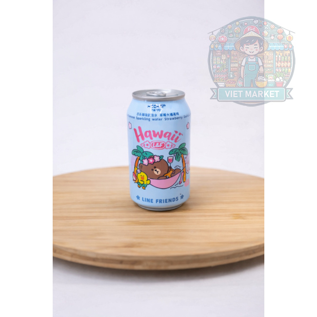 HIGH UP LINE FRIENDS Nealkoholický sýtený nápoj s príchuťou mochi jahoda ramune 330ml