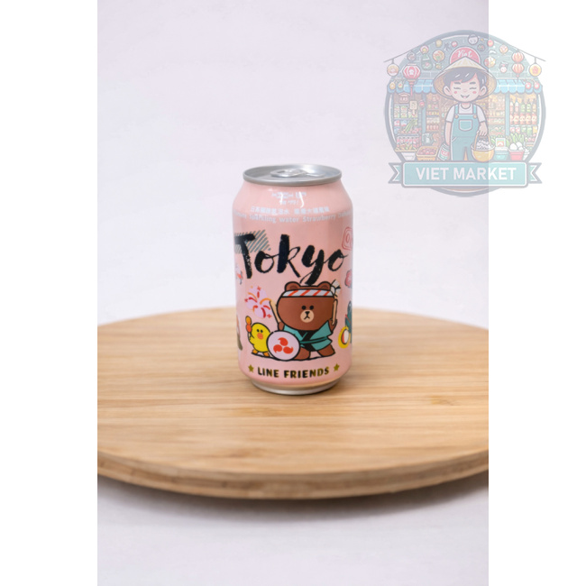 HIGH UP LINE FRIENDS Nealkoholický sýtený nápoj s príchuťou mochi jahoda ramune 330ml