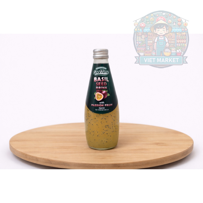 COOL TIME Nealkoholický nesýtený nápoj s bazalkovými semienkami s príchuťou marakuja 290ml